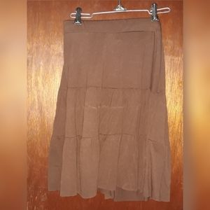 Chocolate Brown Tiered Midi Skirt